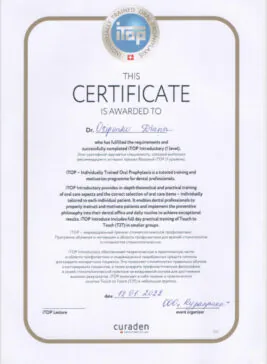 Сертификат стоматолога Осипенко